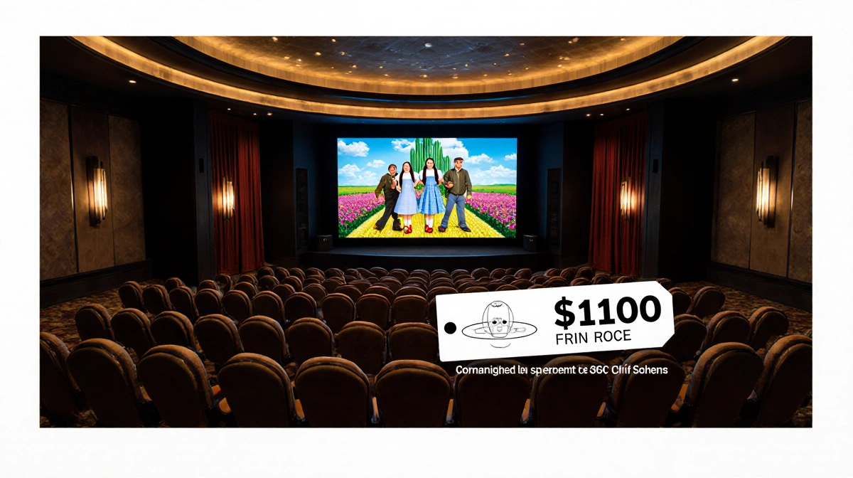 Luxurious theater seats presenting a 360-degree screen with an exclusive $100 ticket price next to a $15 standard cost
